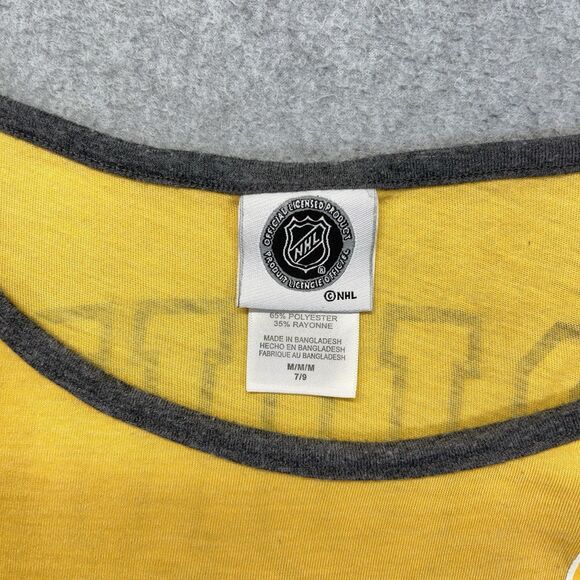 Boston Bruins T-Shirt Women’s Medium Yellow Wide Neck NHL Drop Tag - Picture 3 of 11